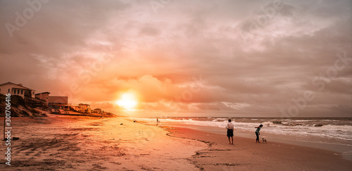 Sunset at the St. Augustine beach, Saint Augustine,  Florida,  The United States 