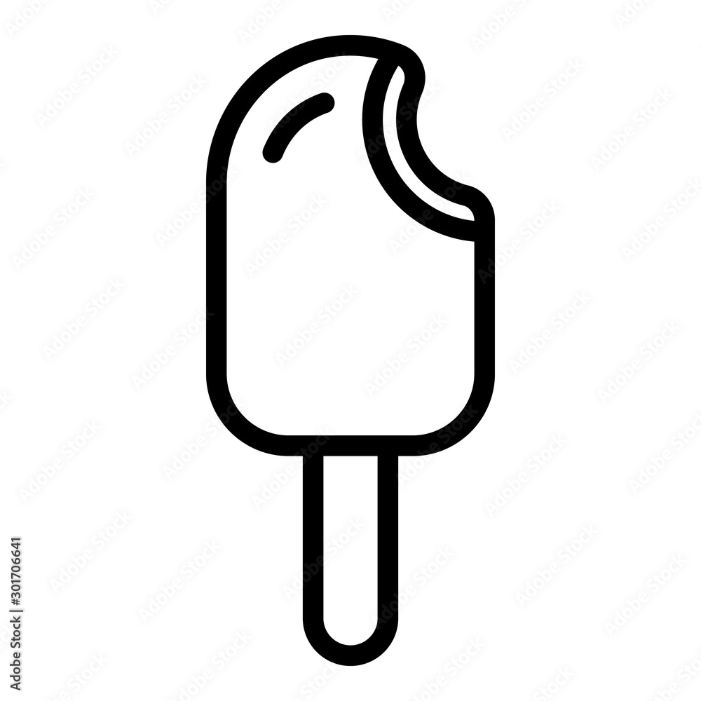 Large ice cream on a stick icon. Outline large ice cream on a stick vector icon for web design isolated on white background Large ice cream on a stick icon. Outline large ice cream on a stick vector icon for web design isolated on white background