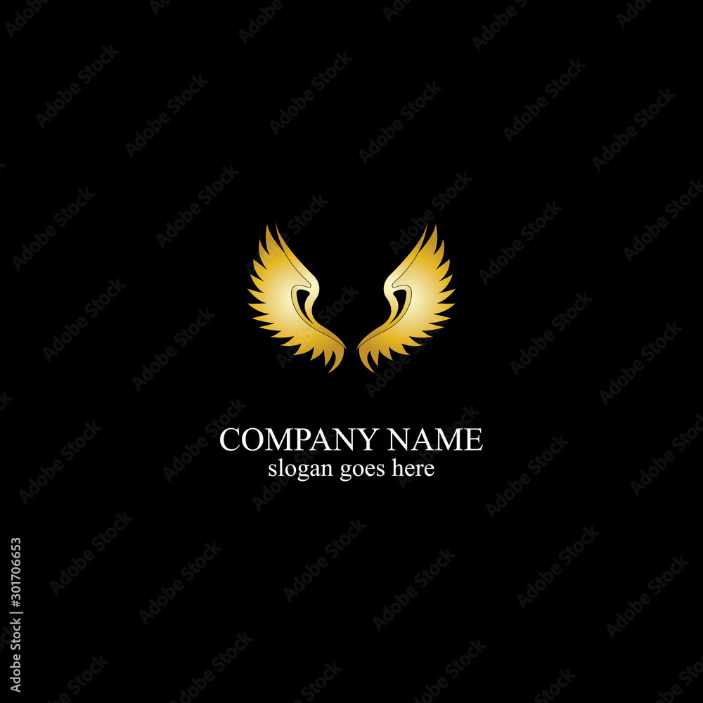 Obraz premium wings gold logo vector illustration template-vector