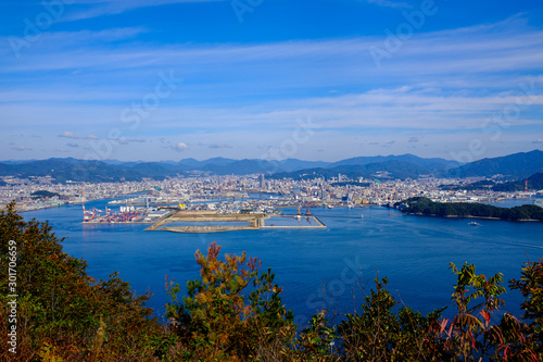 View of Hiroshima city from the top of Ninoshima island, Japan