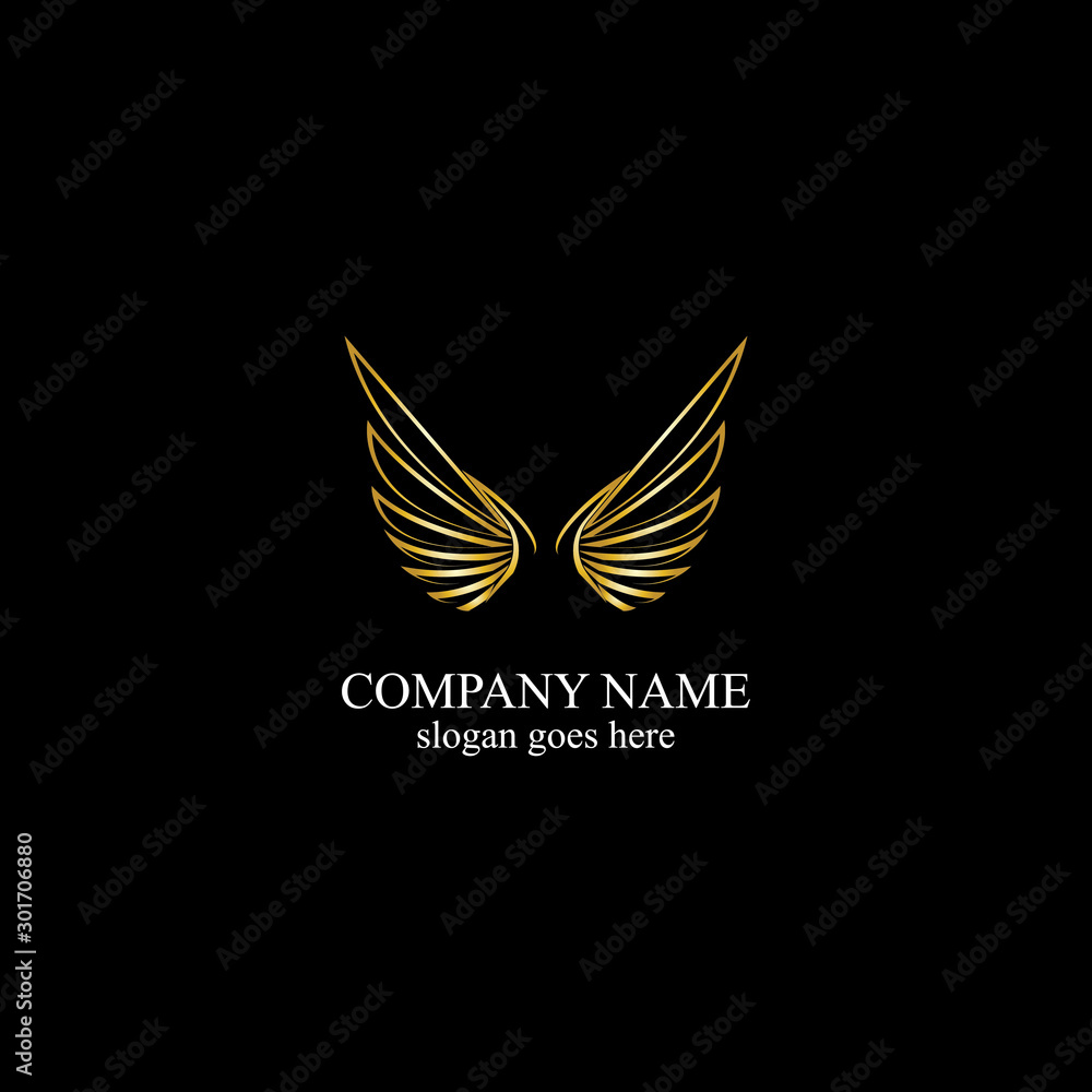 Fototapeta premium wings gold logo vector illustration template-vector
