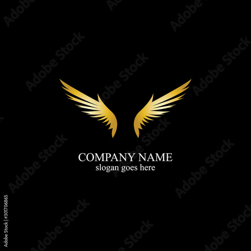 wings gold logo vector illustration template-vector © Sunar