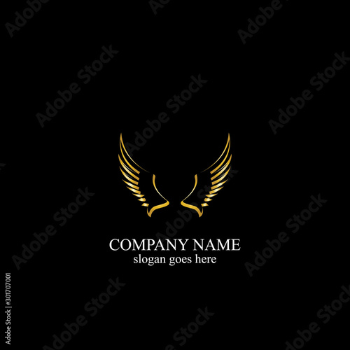 wings gold logo vector illustration template-vector