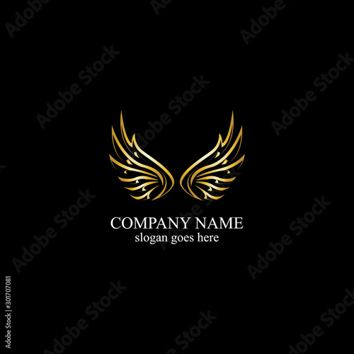 wings gold logo vector illustration template-vector