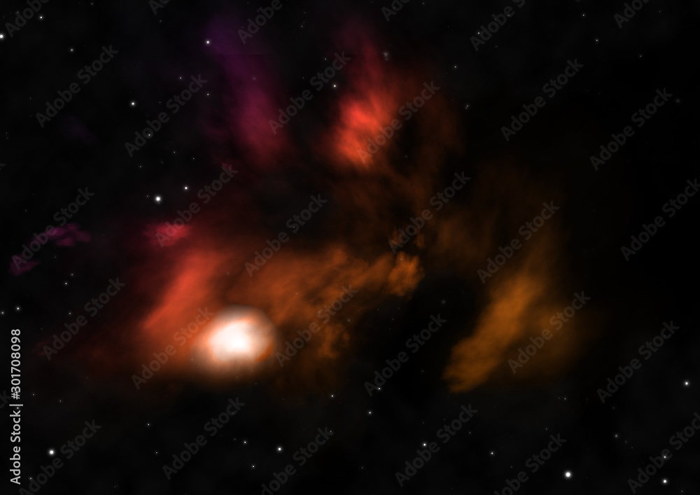 Fototapeta premium Being shone nebula and star field. 3D rendering