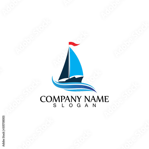 ocean cruise linear ship silhouette simple linear logo-vector