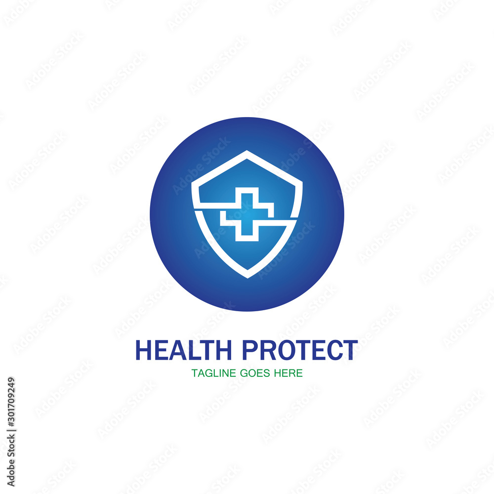 Obraz premium health protection with shield logo design vector template for medical or insurance company-vector