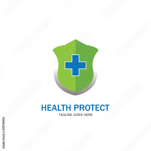 health protection with shield logo design vector template for medical or insurance company-vector
