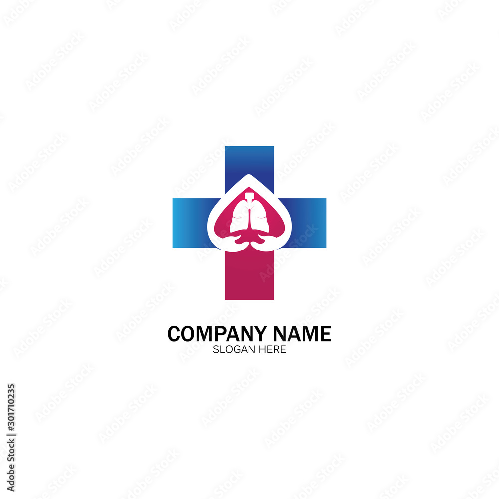 Fototapeta premium lung health and care logo template,emblem,design concept,creative symbol,icon,vector illustration.