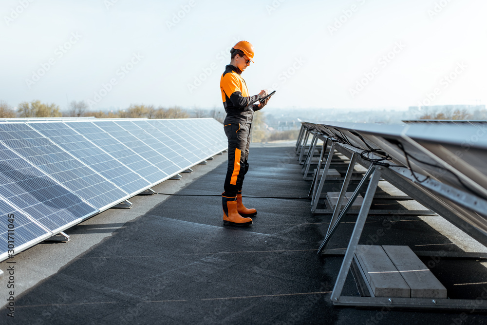 Engineer on a solar power plant Engineer on a solar power plant