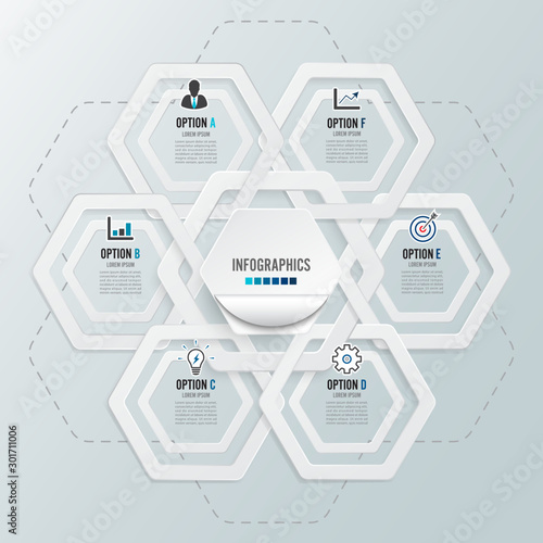 Vector illustration infographics 6 options. Template for brochure, business, web design