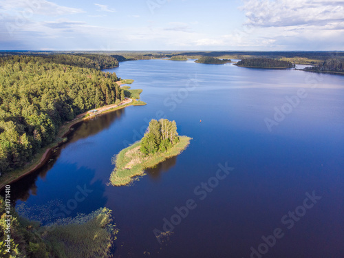 Fototapeta Naklejka Na Ścianę i Meble -  Beautiful view of Sapsho lake in summer , Smolensk region, Russia. Top view