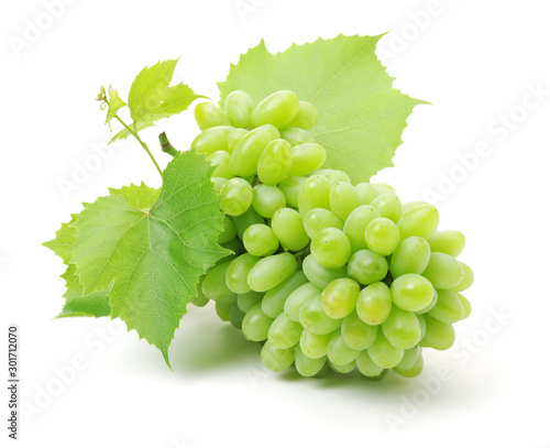 Green grapes on white background