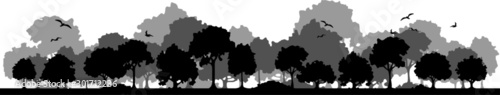Deciduous Tree Landscape Vector Silhouette © SimpLine