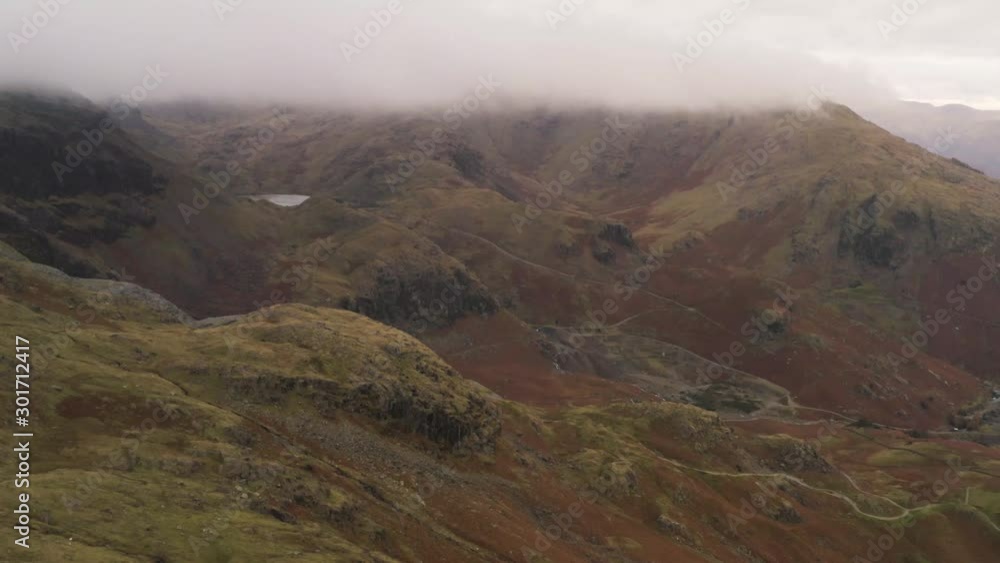 An aerial view over the landscape of Coniston in the Lake District An aerial view over the landscape of Coniston in the Lake District