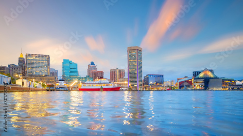 View of Inner Harbor area in downtown Baltimore Maryland USA © f11photo