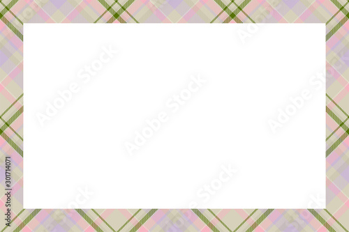 Vintage frame vector. Scottish border pattern retro style. Tartan plaid ornament.