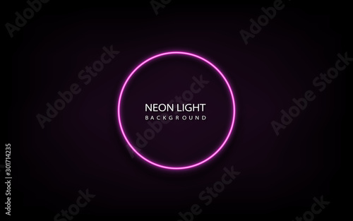 Pink Neon Light Circle Frame On The Background Vector Illustration