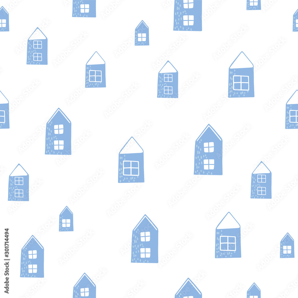 Fototapeta premium Cozy christmas vector seamless pattern. Winter holydays cute illustration