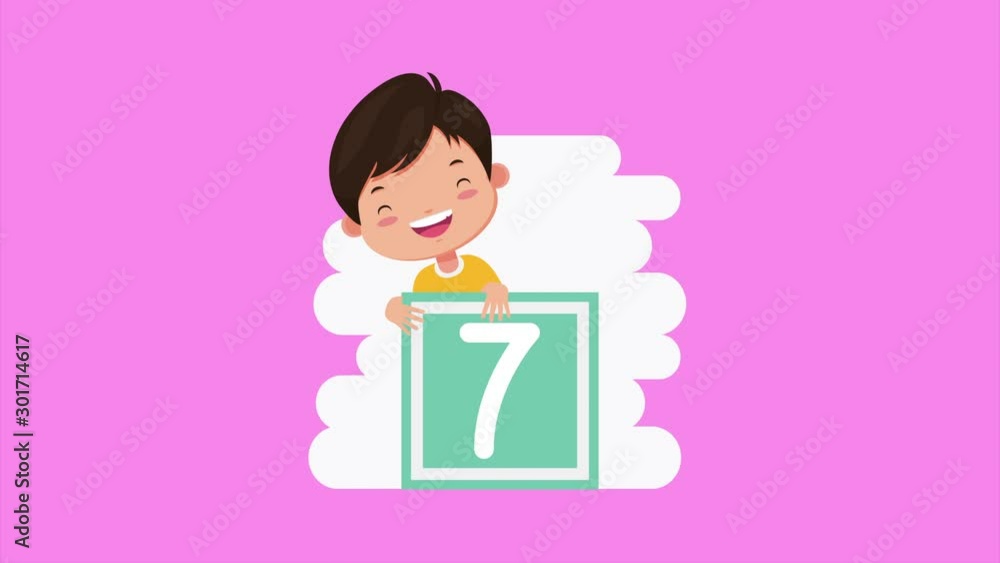 cute little boy with seven block character cute little boy with seven block character