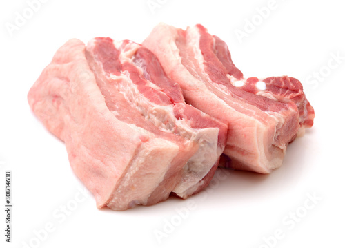 Pork belly on white background