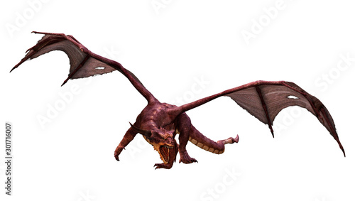 3D Rendering Fairy Tale Dragon on White