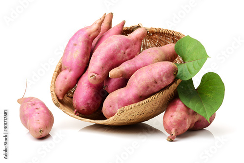 sweet potatoes on the white background