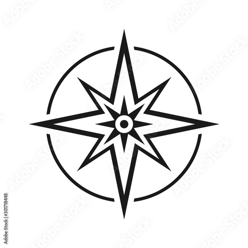 Modern flat icon compass without north, south, east and west symbol isolated on white background