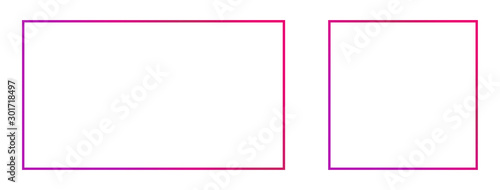 Thin color empty vector frame isolated on white background. Modern design for banner or headline