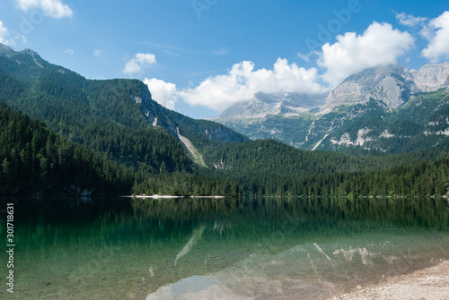 Tovel lake, located in the Alps - Trentino Alto Adige 