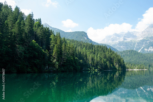 Tovel lake  located in the Alps - Trentino Alto Adige 