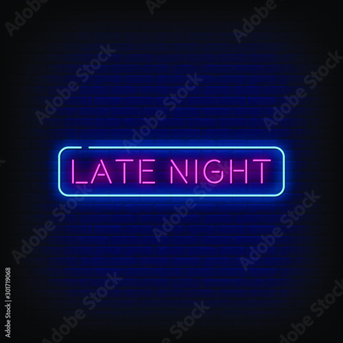 Late Night Neon Signs Style Text Vector