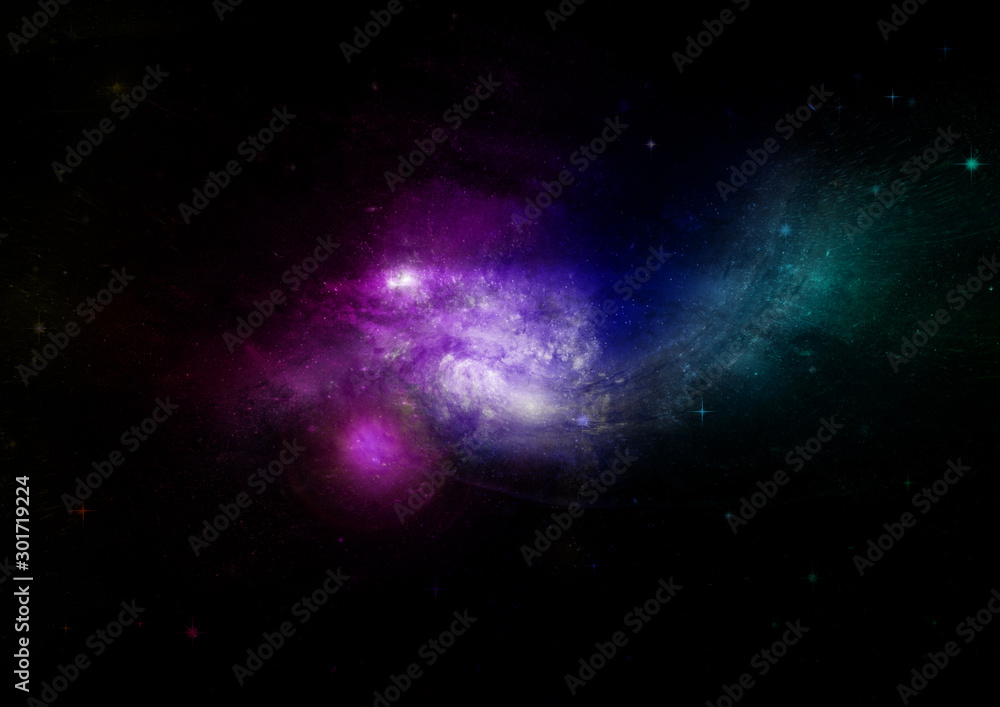 Fototapeta premium Stars, dust and gas nebula in a far galaxy