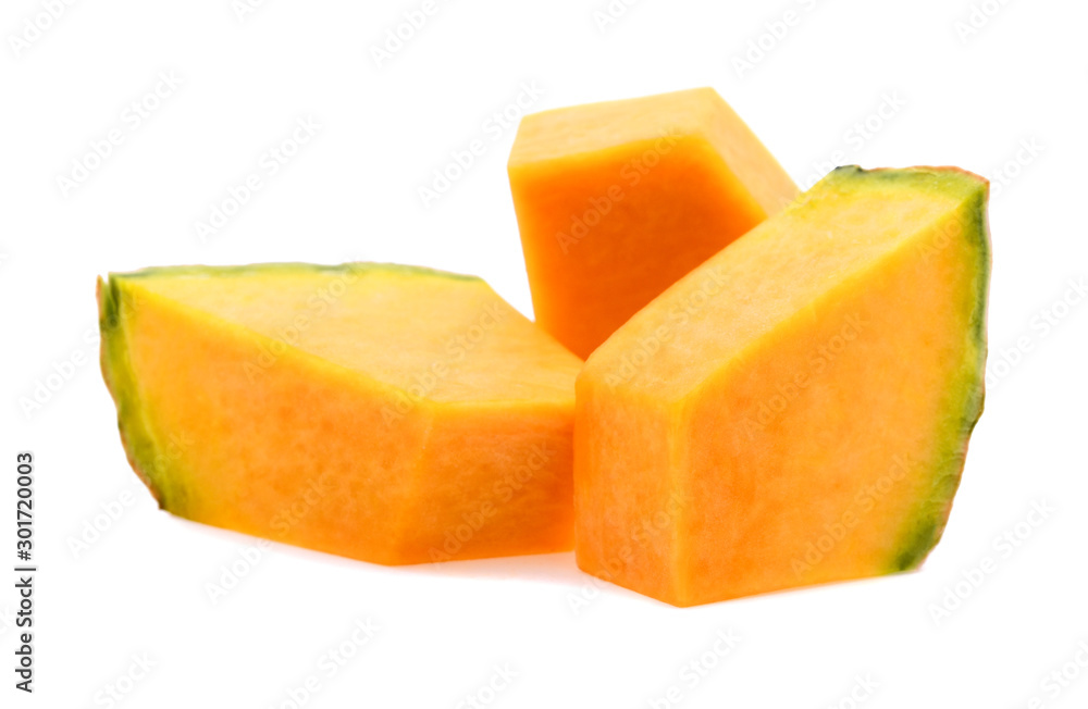 sliced pumpkin isolated on white sliced pumpkin isolated on white