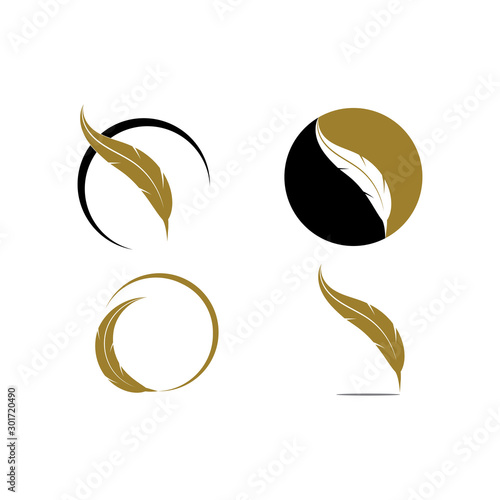 Feather pen write sign logo template app icons