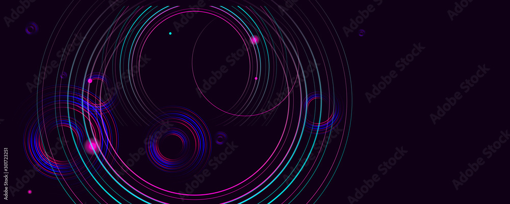Abstract circular geometric background geometric dynamic lines on a dark blue background with round elements Abstract circular geometric background geometric dynamic lines on a dark blue background with round elements