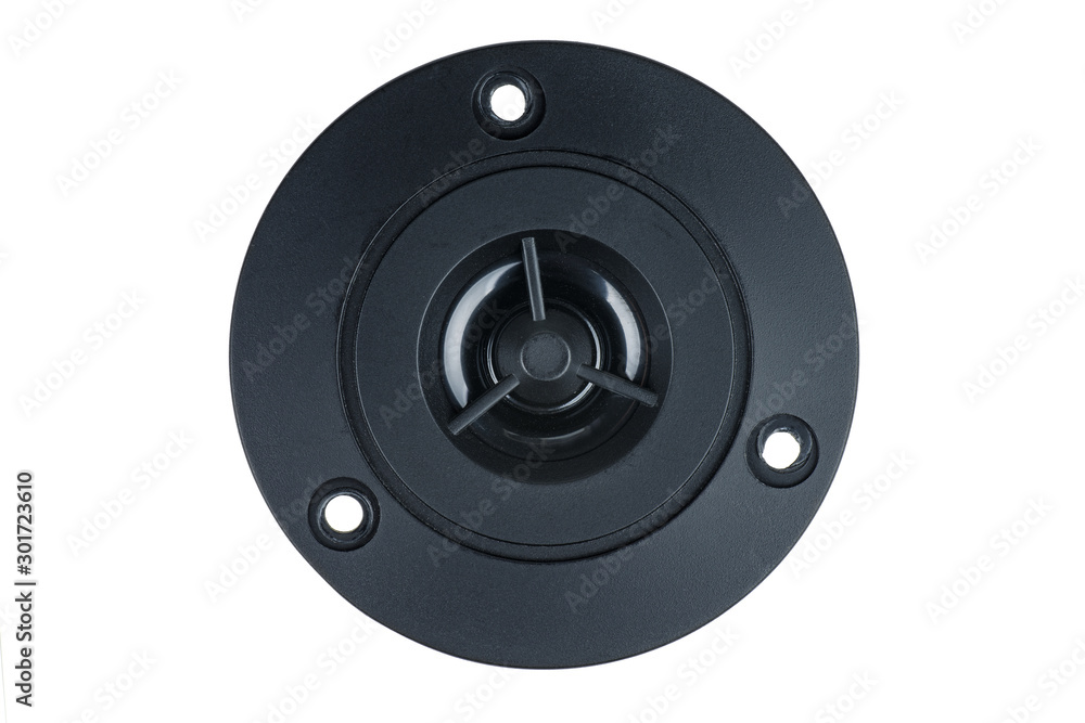 Speaker (tweeter) isolated on white background. Top view Speaker (tweeter) isolated on white background. Top view