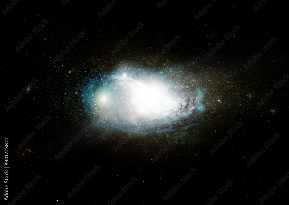 Fototapeta premium Stars, dust and gas nebula in a far galaxy