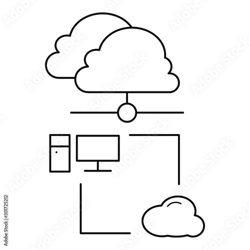 Set of simple icons with cloud technology and Internet hosting