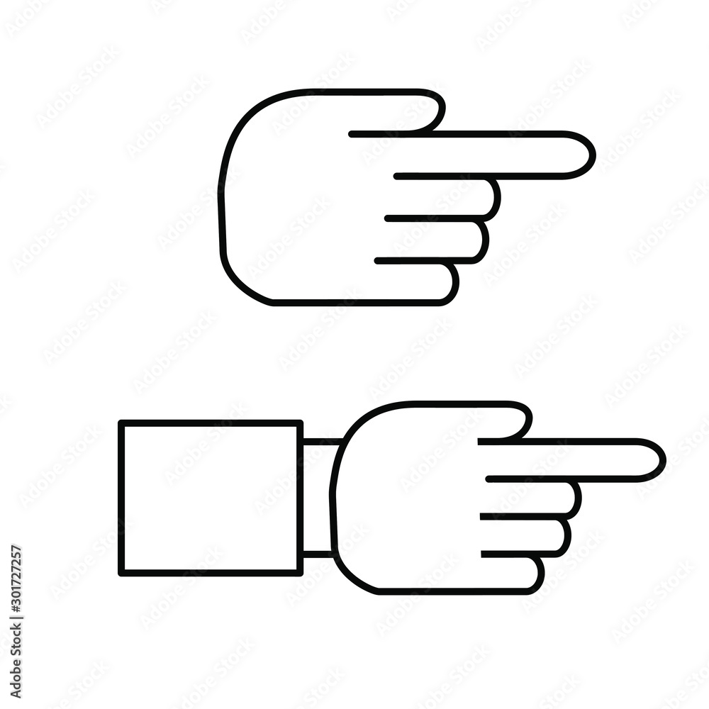 Set of simple icons with hand pointer