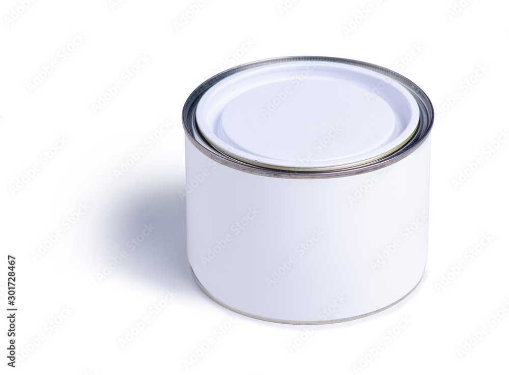 Jar of white paint on white background isolation Jar of white paint on white background isolation