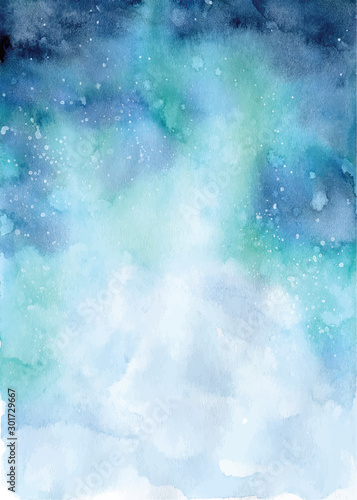 Watercolor abstract ocean illustration, blue sea landscape