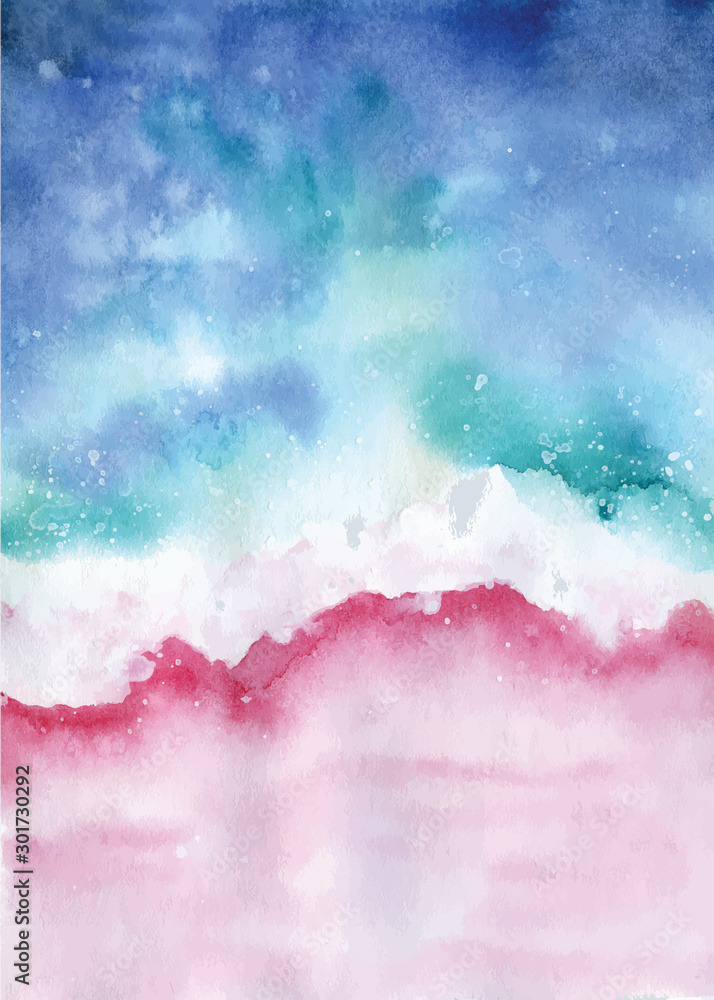 Watercolor abstract ocean illustration, blue sea landscape Watercolor abstract ocean illustration, blue sea landscape