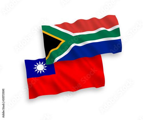 Free Download National vector fabric wave flags of Taiwan and Republic of South Africa isolated on white background. 1 to 2 proportion. - GFXLoad