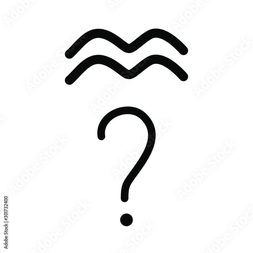 A simple set of icons with the astrological sign Aquarius, question mark