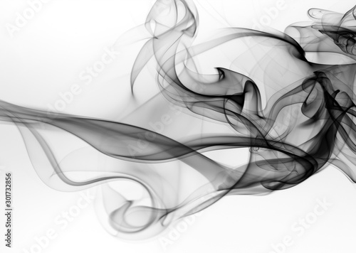 Toxic of black smoke on white background. abstract art