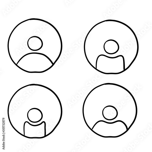 User login or authenticate icon, human person symbol.with hand drawn doodle style cartoon
