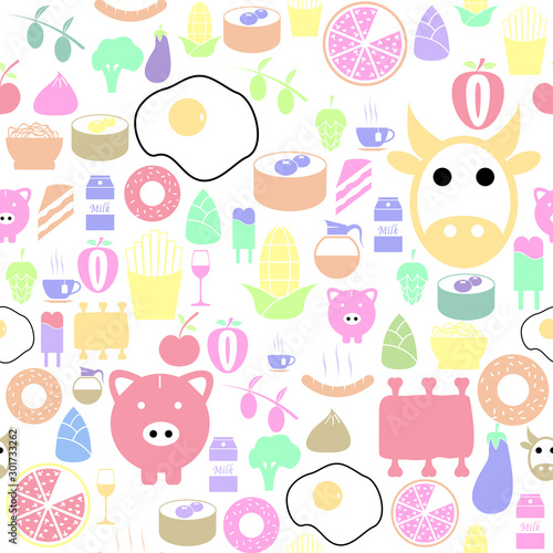 food seamless pattern background icon.