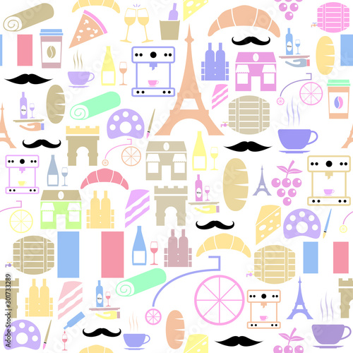 french seamless pattern background icon.