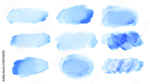 Blue watercolor brush for your design, watercolor background concept, vector.